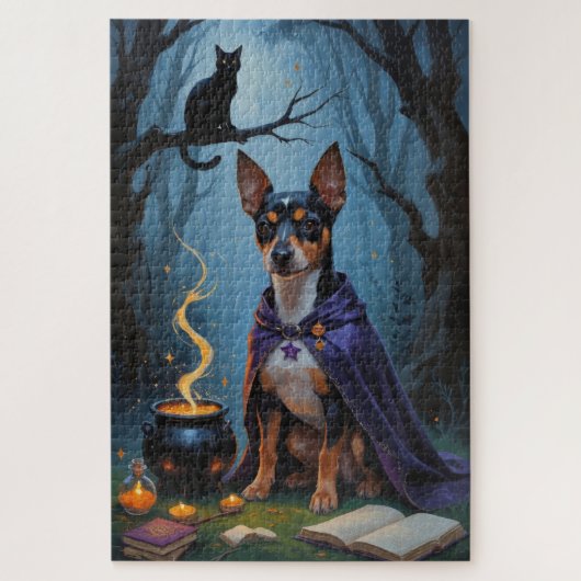 Affenpinscher Hond Whimsical Halloween Schilderij Legpuzzel (Verticaal)