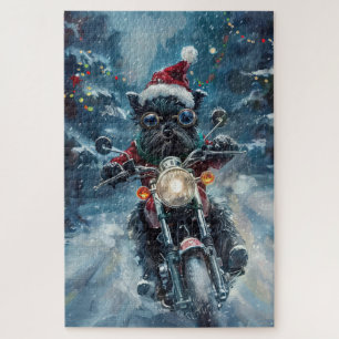 Affenpinscher Honden op Motorfiets Kerstmis Legpuzzel