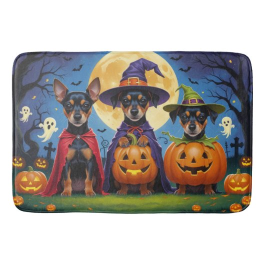 Affenpinscher Honden Pompoen Halloween Grappig Badmat (Voorkant)