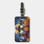 Affenpinscher Honden Pompoen Halloween Grappig Bagagelabel (Voorkant verticaal)