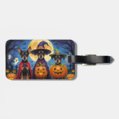 Affenpinscher Honden Pompoen Halloween Grappig Bagagelabel (Achterkant horizontaal)