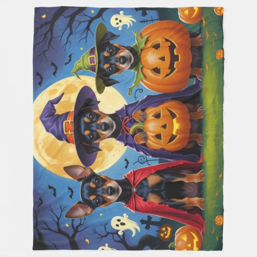 Affenpinscher Honden Pompoen Halloween Grappig Fleece Deken (Voorkant)