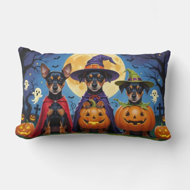 Affenpinscher Honden Pompoen Halloween Grappig Kussen (Voorkant)