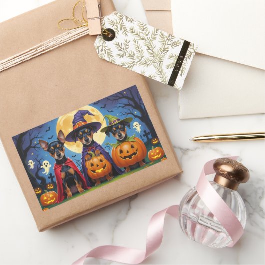 Affenpinscher Honden Pompoen Halloween Grappig Rechthoekige Sticker (Geschenken)