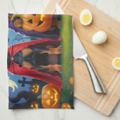 Affenpinscher Honden Pompoen Halloween Grappig Theedoek (Quarter Fold)