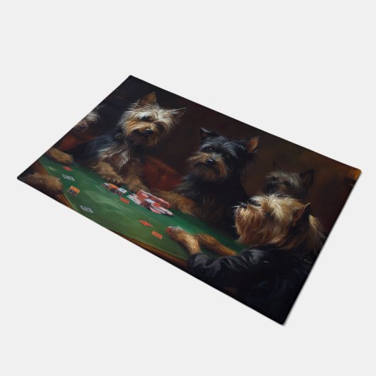 Affenpinscher Honden Spelen Poker Art Deurmat (Schuin)