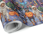 Affenpinscher Honden Trick-or-Treating in Hallowee Cadeaupapier (Rol Hoek)