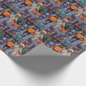 Affenpinscher Honden Trick-or-Treating in Hallowee Cadeaupapier (Hoek)