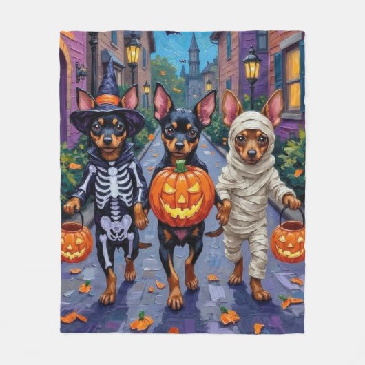 Affenpinscher Honden Trick-or-Treating in Hallowee Fleece Deken (Voorkant)