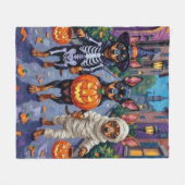 Affenpinscher Honden Trick-or-Treating in Hallowee Fleece Deken (Voorkant (Horizontaal))