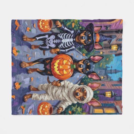 Affenpinscher Honden Trick-or-Treating in Hallowee Fleece Deken (Voorkant (Horizontaal))
