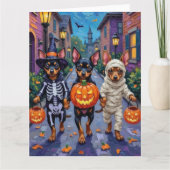 Affenpinscher Honden Trick-or-Treating in Hallowee Kaart (Voorkant)