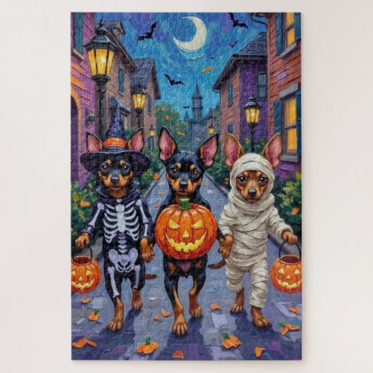 Affenpinscher Honden Trick-or-Treating in Hallowee Legpuzzel (Verticaal)