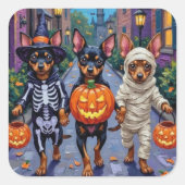 Affenpinscher Honden Trick-or-Treating in Hallowee Vierkante Sticker (Voorkant)