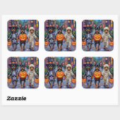 Affenpinscher Honden Trick-or-Treating in Hallowee Vierkante Sticker (Vel)