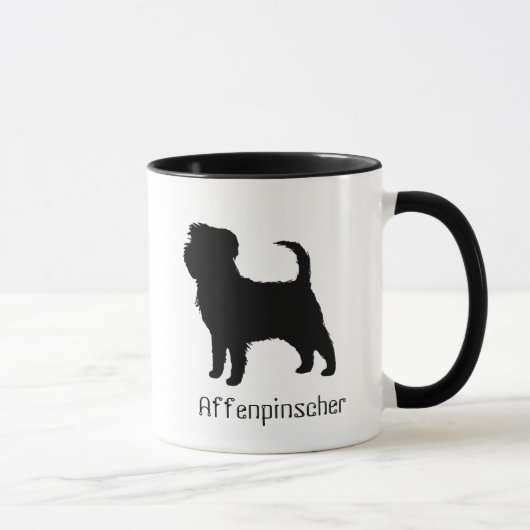 Affenpinscher Hondenras Silhouette Custom Mok (Rechts)