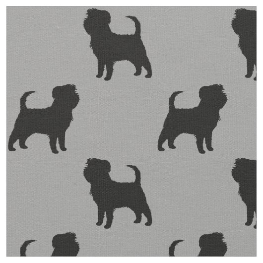 Affenpinscher Hondenras Silhouettes Patterned Stof (Close Up)