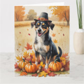 Affenpinscher in de herfst verlaat de Thanksgiving Kaart (Voorkant)