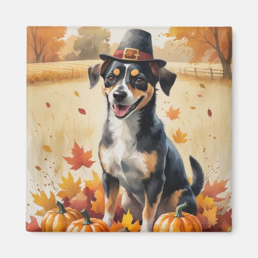 Affenpinscher in de herfst verlaat de Thanksgiving Magneet (Voorkant)