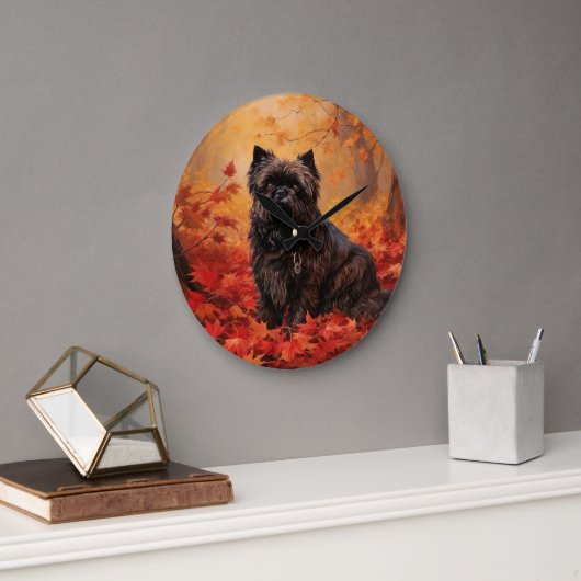 Affenpinscher in herfstbladeren geïnspireerd door  grote klok (Kantoor)