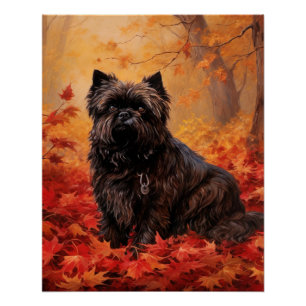 Affenpinscher in herfstbladeren geïnspireerd door  perfect poster
