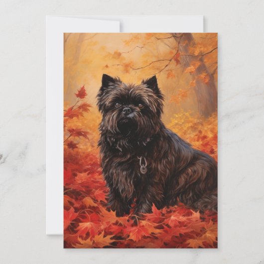 Affenpinscher in herfstbladeren Herfst geïnspireer Bedankkaart (Voorkant)