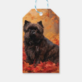 Affenpinscher in herfstbladeren Herfst geïnspireer Cadeaulabel (Achterkant)