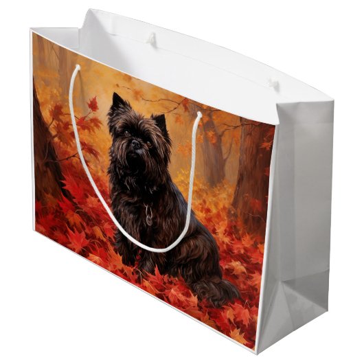 Affenpinscher in herfstbladeren Herfst geïnspireer Groot Cadeauzakje (Achterkant Gekanteld)