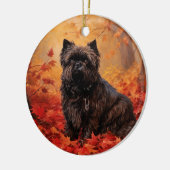 Affenpinscher in herfstbladeren Herfst geïnspireer Keramisch Ornament (Links)