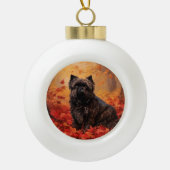 Affenpinscher in herfstbladeren Herfst geïnspireer Keramische Bal Ornament (Voorkant)