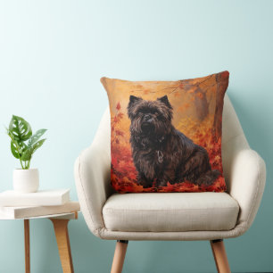 Affenpinscher in herfstbladeren Herfst geïnspireer Kussen