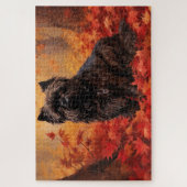 Affenpinscher in herfstbladeren Herfst geïnspireer Legpuzzel (Verticaal)