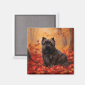 Affenpinscher in herfstbladeren Herfst geïnspireer Magneet (Voorkant / Achterkant)
