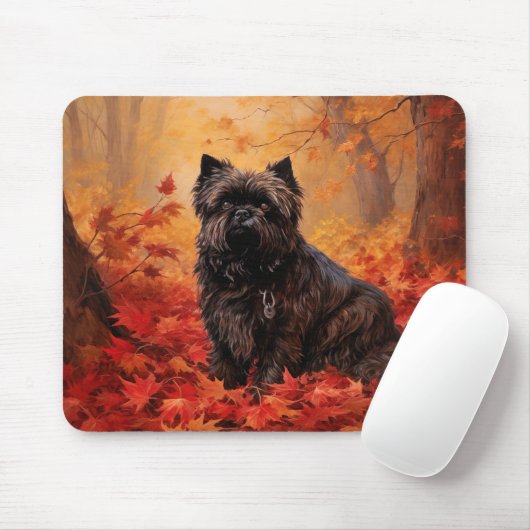 Affenpinscher in herfstbladeren Herfst geïnspireer Muismat (Met muis)