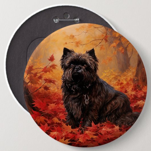 Affenpinscher in herfstbladeren Herfst geïnspireer Ronde Button 6,0 Cm (Voorkant /achterkant)