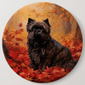 Affenpinscher in herfstbladeren Herfst geïnspireer Ronde Button 6,0 Cm (Voorkant)