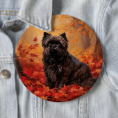 Affenpinscher in herfstbladeren Herfst geïnspireer Ronde Button 6,0 Cm (In situ)
