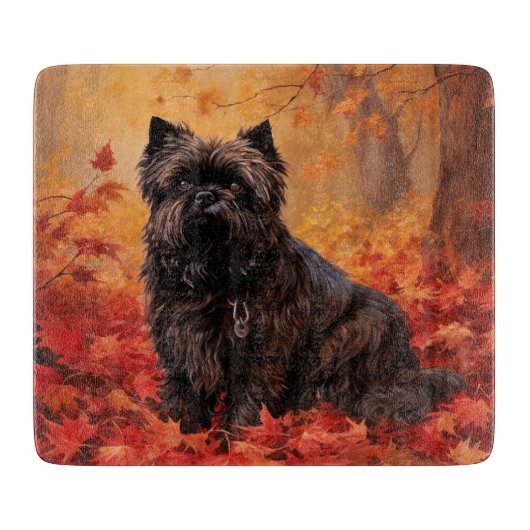 Affenpinscher in herfstbladeren Herfst geïnspireer Snijplank (Voorkant)
