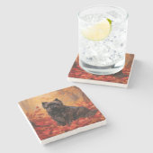 Affenpinscher in herfstbladeren Herfst geïnspireer Stenen Onderzetter (Zijkant)