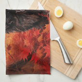 Affenpinscher in herfstbladeren Herfst geïnspireer Theedoek (Quarter Fold)