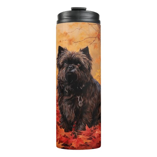 Affenpinscher in herfstbladeren Herfst geïnspireer Thermosbeker (Voorkant)