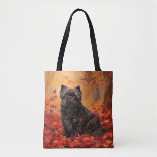 Affenpinscher in herfstbladeren Herfst geïnspireer Tote Bag (Voorkant)
