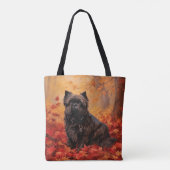 Affenpinscher in herfstbladeren Herfst geïnspireer Tote Bag (Achterkant)