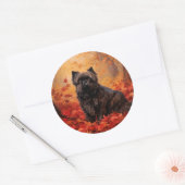 Affenpinscher in herfstbladeren val geïnspireerd ronde sticker (Envelop)