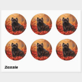 Affenpinscher in herfstbladeren val geïnspireerd ronde sticker (Vel)