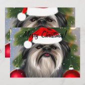 Affenpinscher in kerstmis Pet met platte vakantiek Feestdagenkaart (Voorkant / Achterkant)