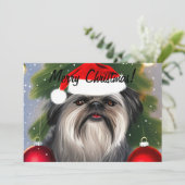 Affenpinscher in kerstmis Pet met platte vakantiek Feestdagenkaart (Staand voorkant)