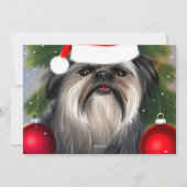 Affenpinscher in kerstmis Pet met platte vakantiek Feestdagenkaart (Achterkant)