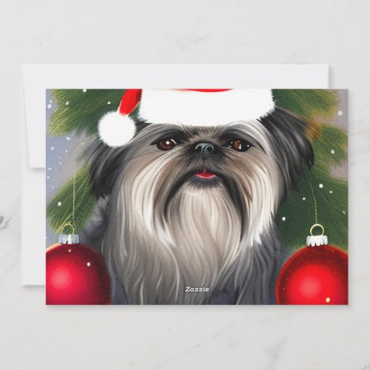 Affenpinscher in kerstmis Pet met platte vakantiek Feestdagenkaart (Achterkant)