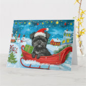 Affenpinscher in Sleigh Snow Kerstmis Kaart (Gele Bloem)